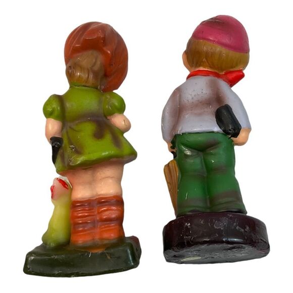 Vintage Candle Boy And Girl  Holding A Book  with One Rabbit. 7”. - Picture 6 of 14